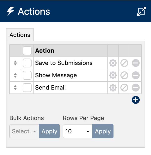 WS Form Actions Sidebar