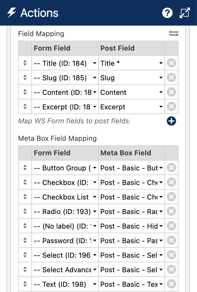 WS Form - Meta Box - Field Mapping