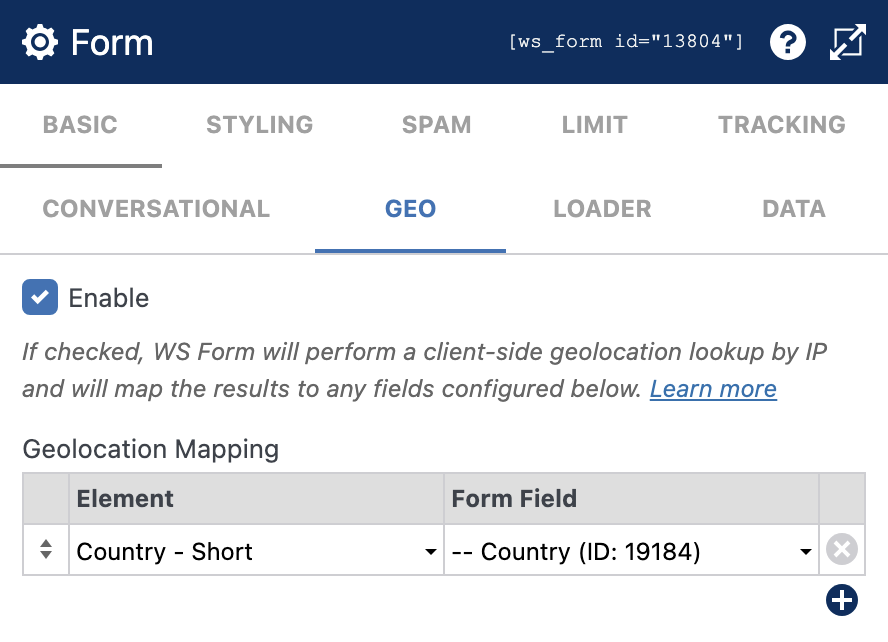 WS Form PRO - Select Country Field - Automatic Population by Geolocation Lookup - Mapping