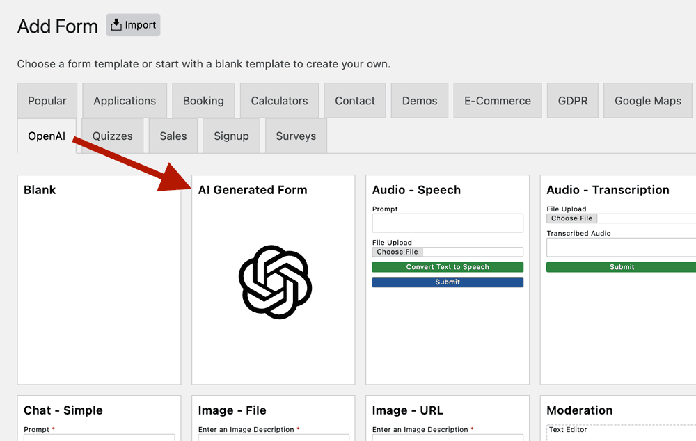WS Form - AI - Add Form - AI Generated