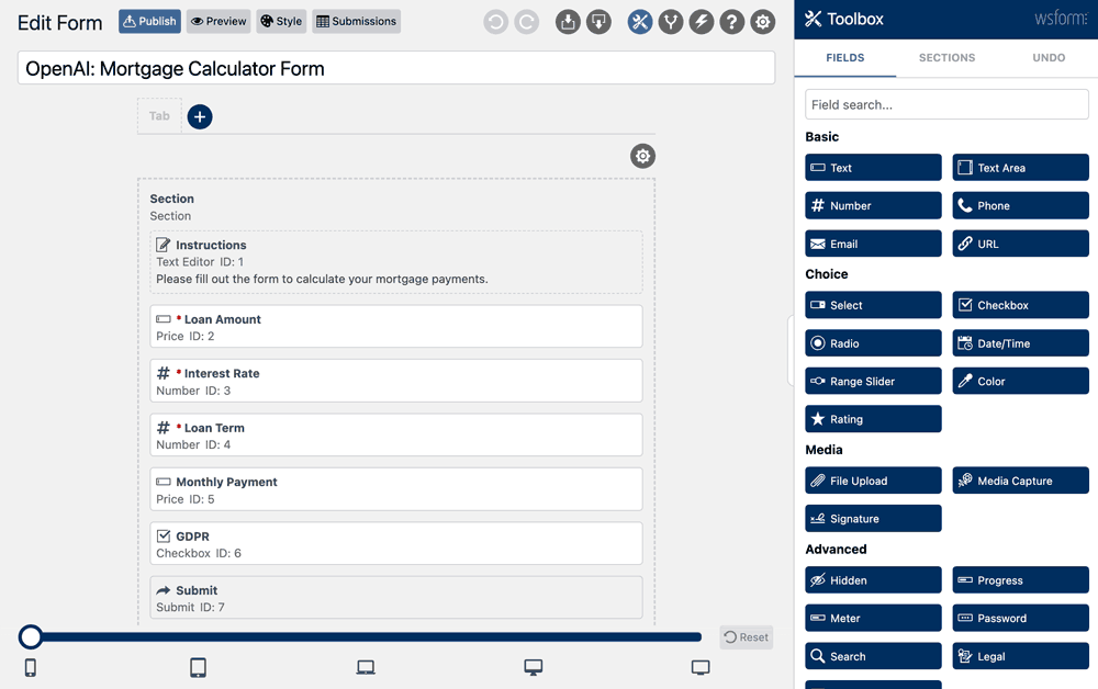 WS Form - AI - Add Form - AI Generated - Form