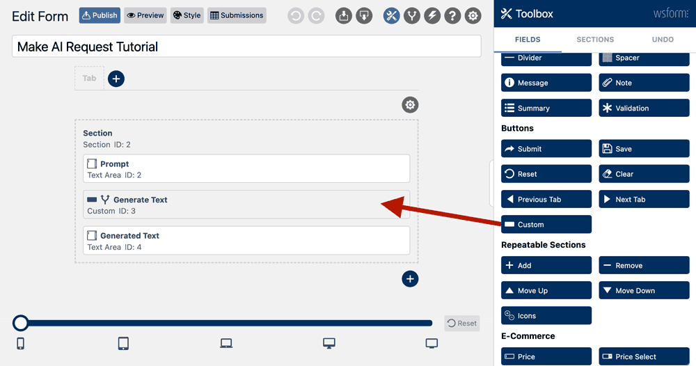 WS Form - Make AI Request Tutorial - Add Fields