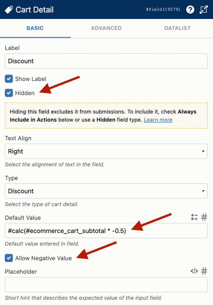 WS Form - Ecommerce - Discount Percentage - Cart Detail Field