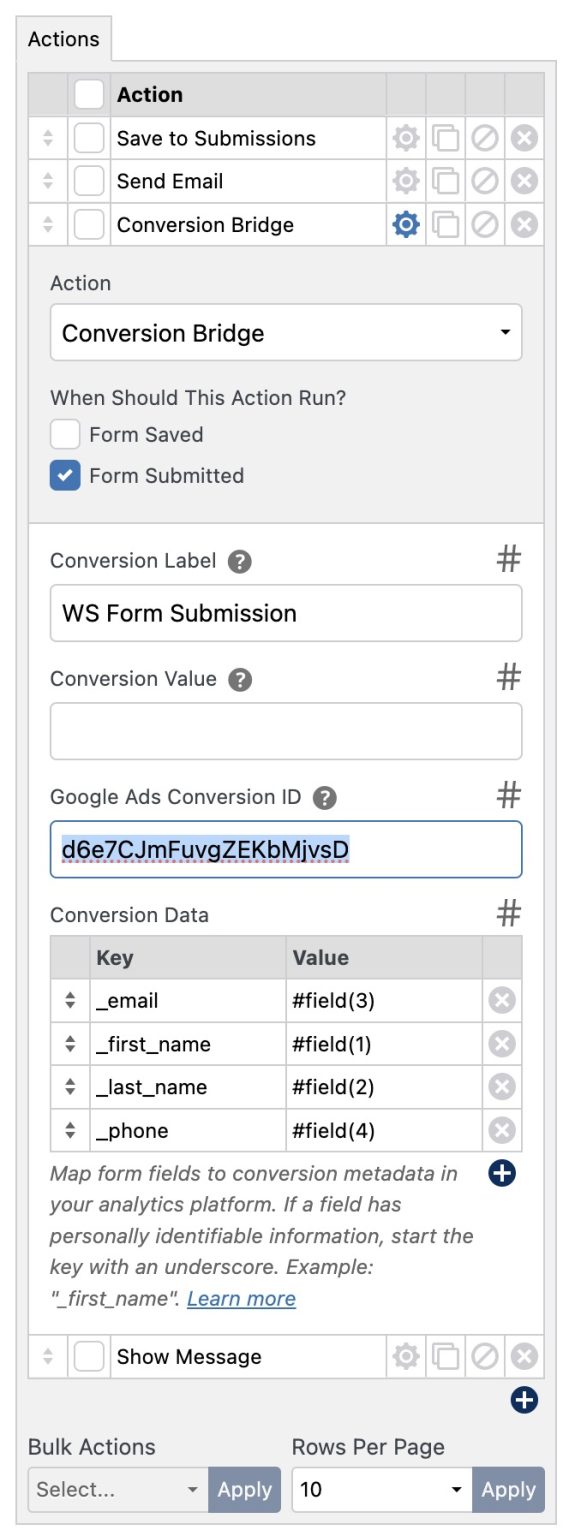 Conversion Bridge - WS Form
