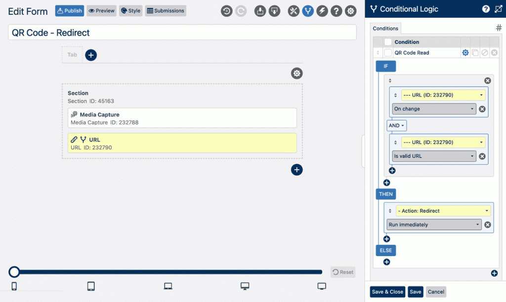 WS Form - Media Capture - QR Codes - Conditional Logic - Redirect