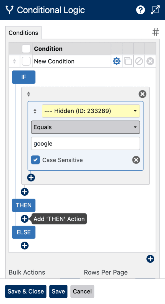 WS Form - Conditional Logic via Query String Parameter - Condition