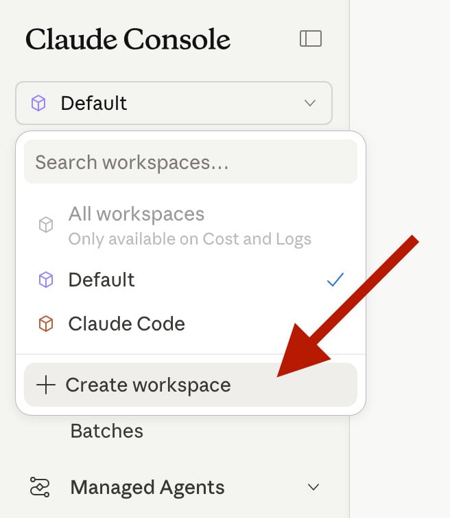 Anthropic Claude - Create Workspace