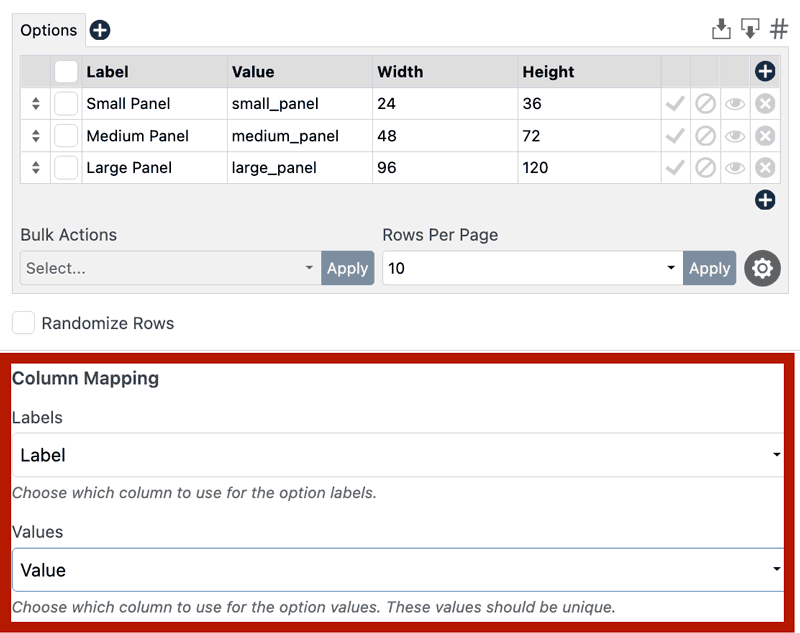 WS Form Data Grid column mapping
