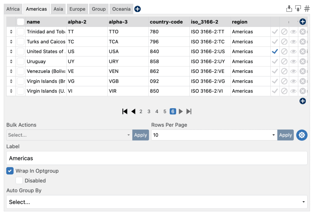 WS Form Data Grids example
