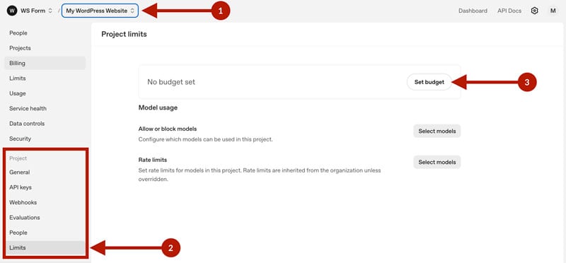 OpenAI - Project - Limit - Set Budget
