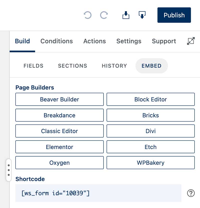 WS Form - New User Interface - Embed Tab