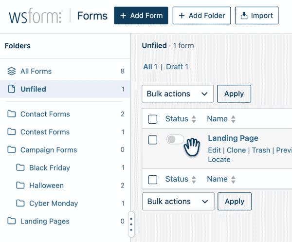 WS Form - Form Folders - Drag and Drop
